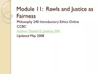 Module 11: Rawls and Justice as Fairness