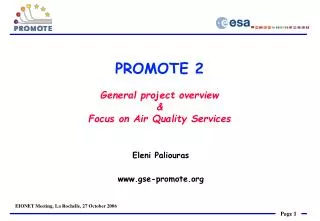 PROMOTE 2 General project overview &amp; Focus on Air Quality Services
