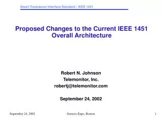 Proposed Changes to the Current IEEE 1451 Overall Architecture