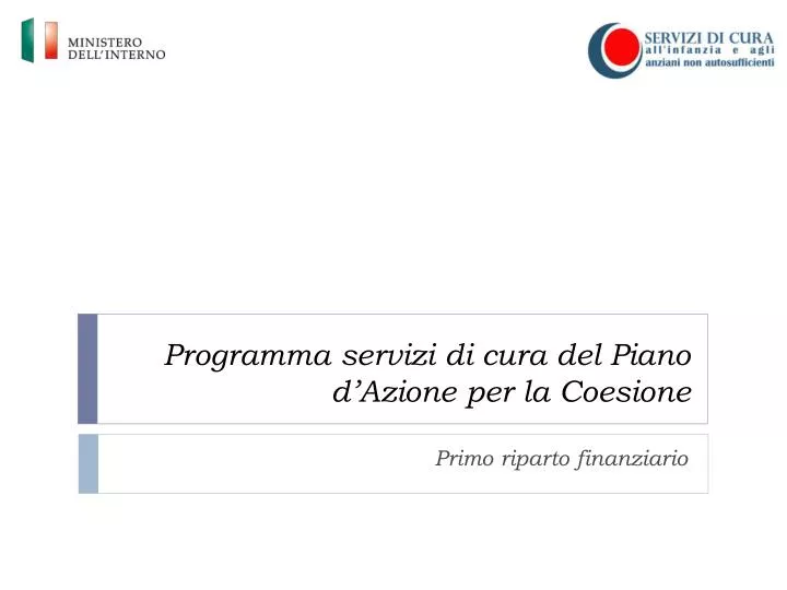 programma servizi di cura del piano d azione per la coesione