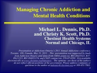 Managing Chronic Addiction and Mental Health Conditions