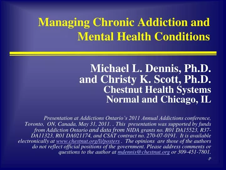 managing chronic addiction and mental health conditions