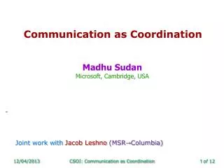 Communication as Coordination