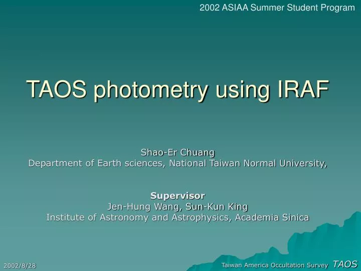 taos photometry using iraf