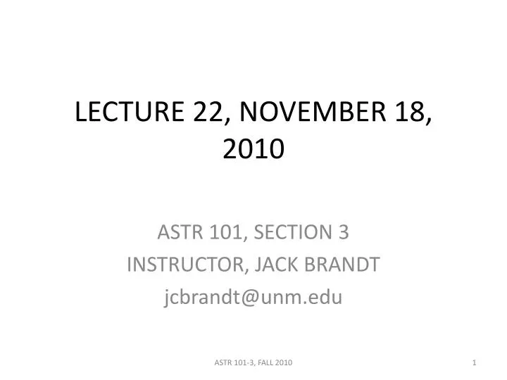 lecture 22 november 18 2010