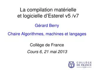 l a compilation mat rielle et logicielle d esterel v5 v7