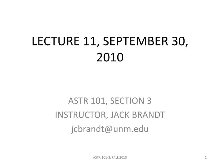 lecture 11 september 30 2010