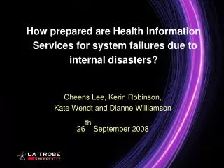 How prepared are Health Information Services for system failures due to internal disasters?