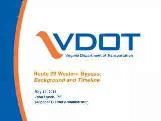 Route 29 Western Bypass: Background and Timeline