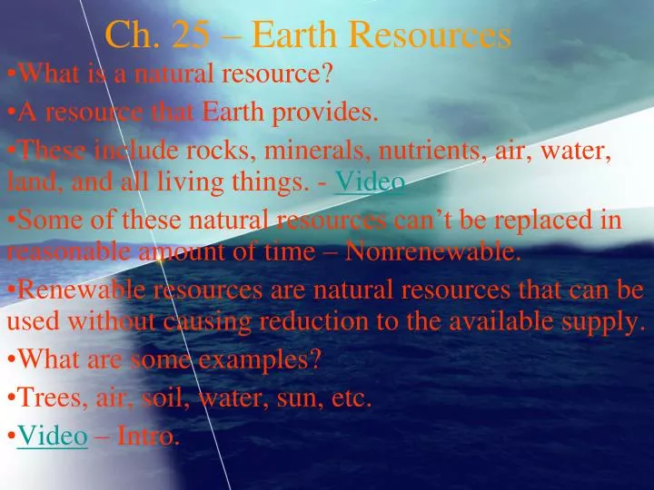 ch 25 earth resources