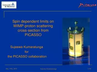 Spin dependent limits on WIMP-proton scattering cross-section from PICASSO