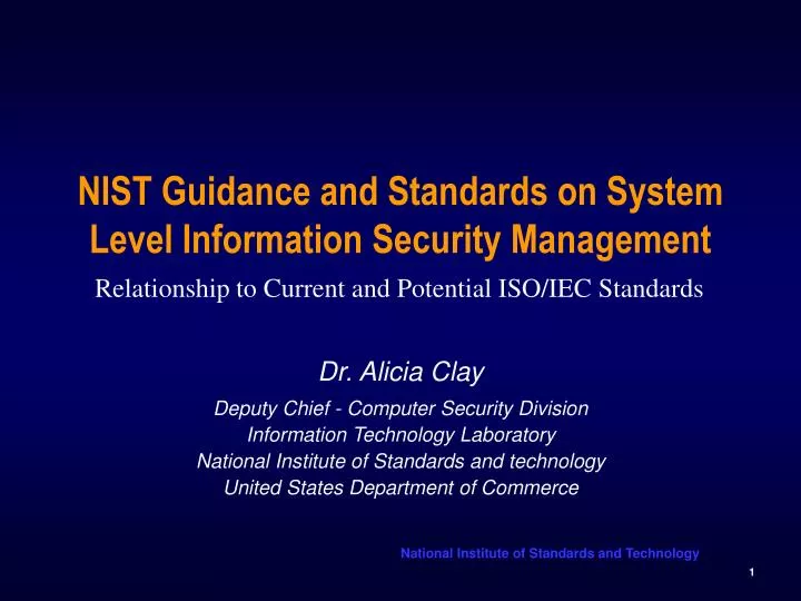 nist guidance and standards on system level information security management