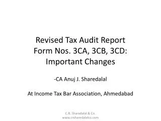Revised Tax Audit Report Form Nos. 3CA, 3CB, 3CD: Important Changes