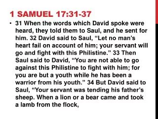 1 SAMUEL 17:31-37