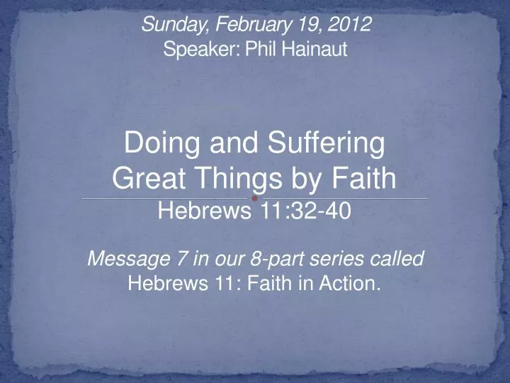 sunday february 19 2012 speaker phil hainaut