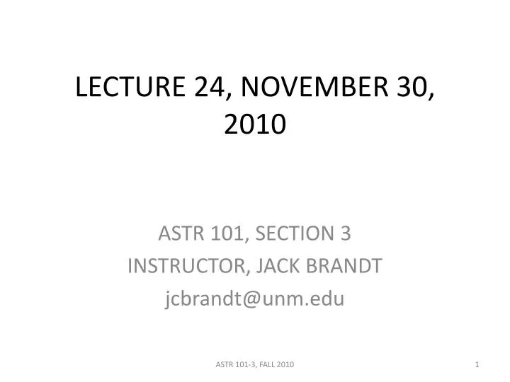lecture 24 november 30 2010