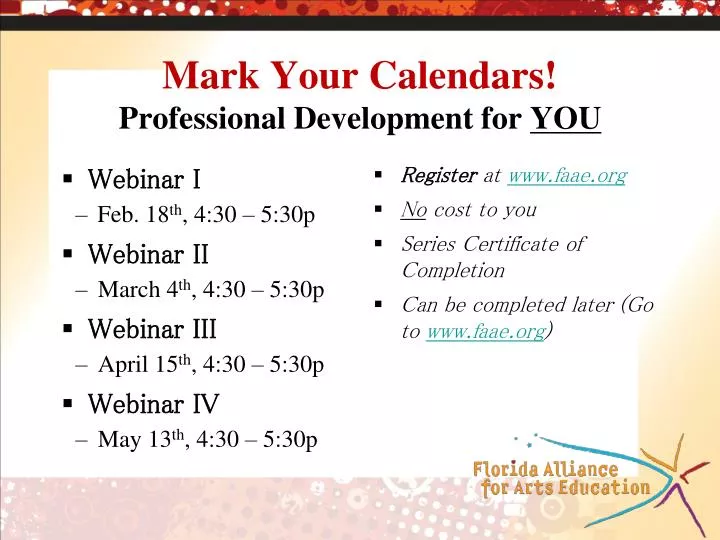 mark your calendars professional development for you