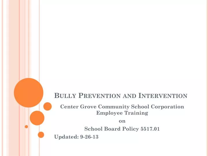 bully prevention and intervention