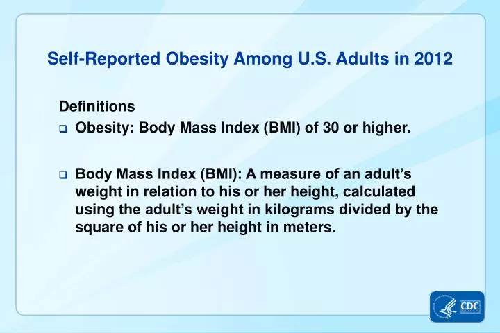 self reported obesity among u s adults in 2012