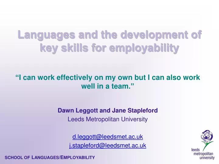 languages and the development of key skills for employability