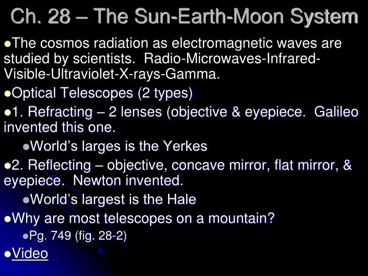 ch 28 the sun earth moon system