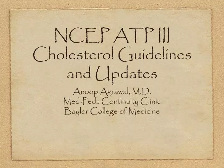 ncep atp iii cholesterol guidelines and updates