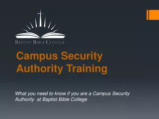 Campus Security Authority Training