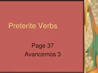 Preterite Verbs