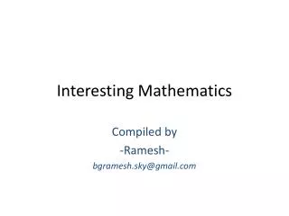 Interesting Mathematics