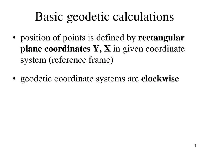 basic geodetic calculations