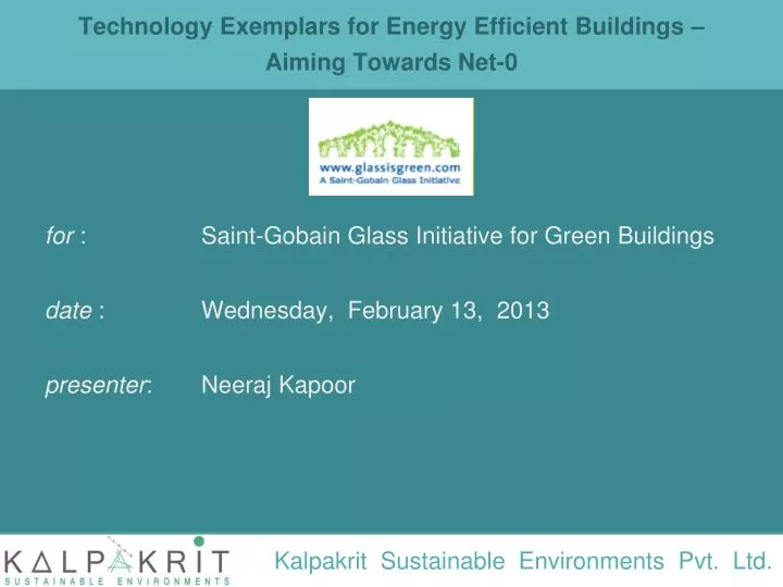 technology exemplars for energy efficient buildings aiming towards net 0