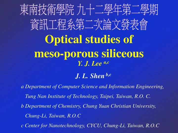 optical studies of meso porous siliceous