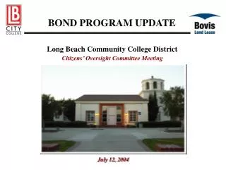 BOND PROGRAM UPDATE