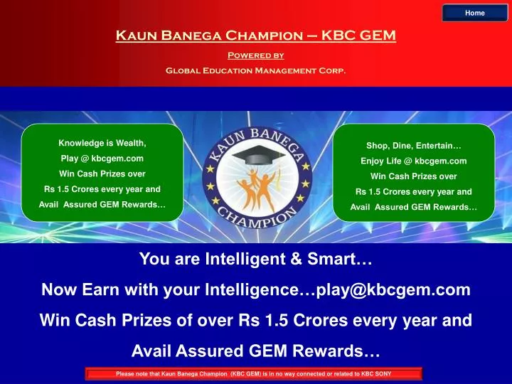 kaun banega champion kbc gem powered by global education management corp