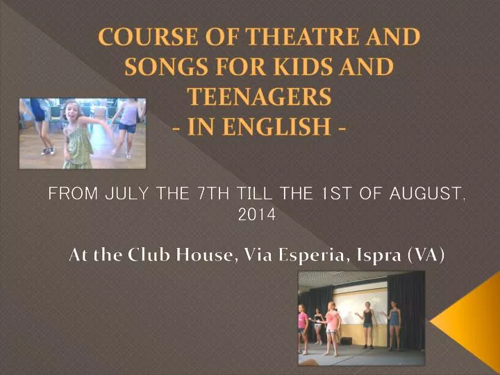 course of theatre and songs for kids and teenagers in english