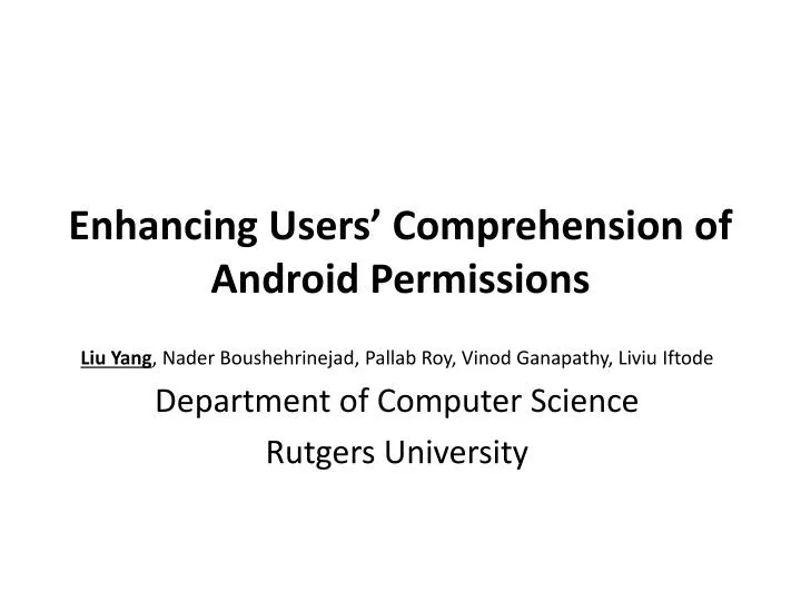 enhancing users comprehension of android permissions