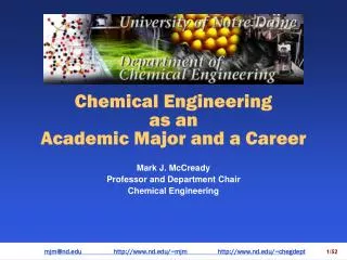 Chemical Engineering as an Academic Major and a Career