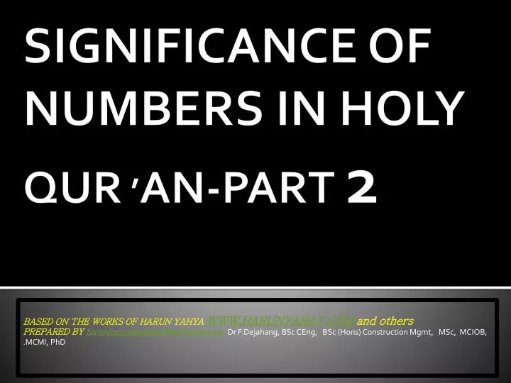 significance of numbers in holy qur an part 2