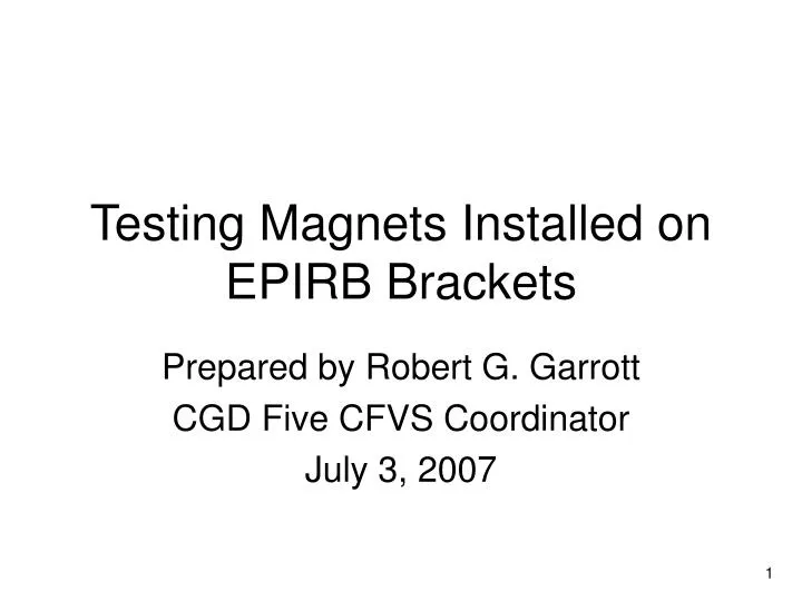 testing magnets installed on epirb brackets