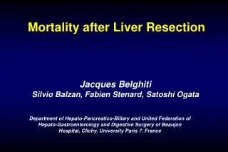 Mortality after Liver Resection