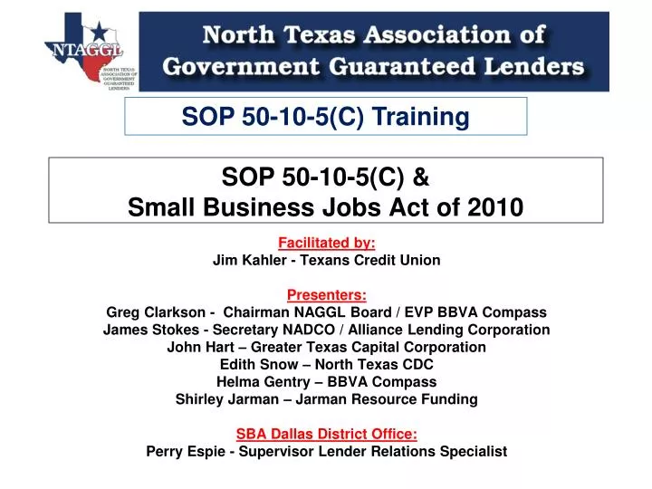 sop 50 10 5 c small business jobs act of 2010