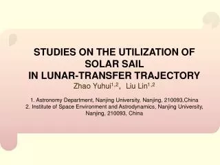 STUDIES ON THE UTILIZATION OF SOLAR SAIL IN LUNAR-TRANSFER TRAJECTORY