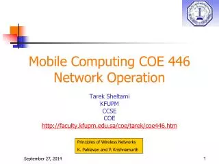 Mobile Computing COE 446 Network Operation