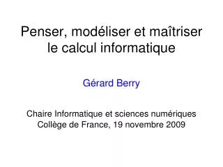 penser mod liser et ma triser le calcul informatique