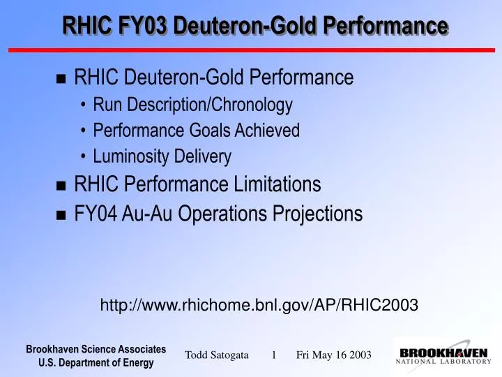rhic fy03 deuteron gold performance