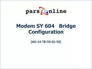 modem sy 604 bridge configuration