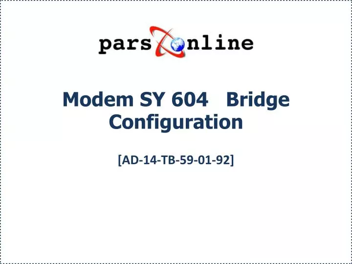modem sy 604 bridge configuration