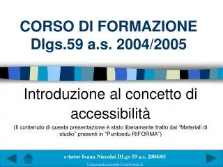 corso di formazione dlgs 59 a s 2004 2005