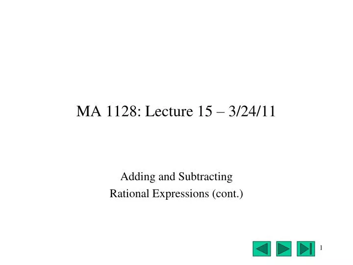 ma 1128 lecture 15 3 24 11