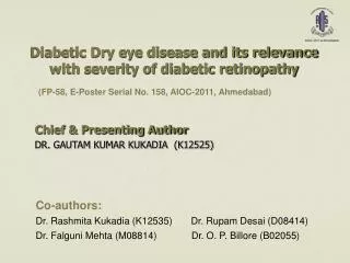 Diabetic Dry eye disease and its relevance with severity of diabetic retinopathy